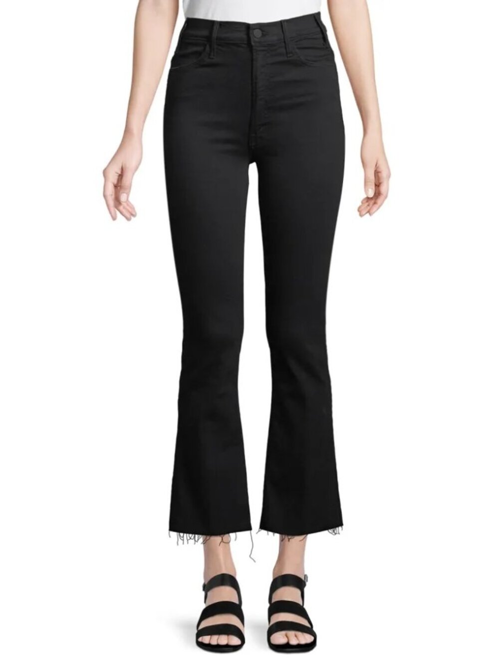 MOTHER Hustler Ankle Fray Jeans Black Size 26